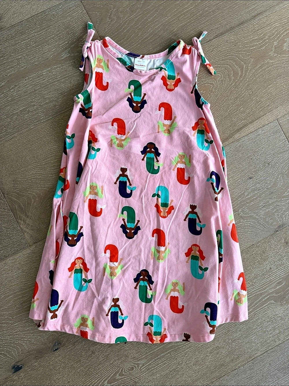 Hanna Andersson Sleeveless Mermaid Print Swing Dress Pink & Green Girls 8 NWOT